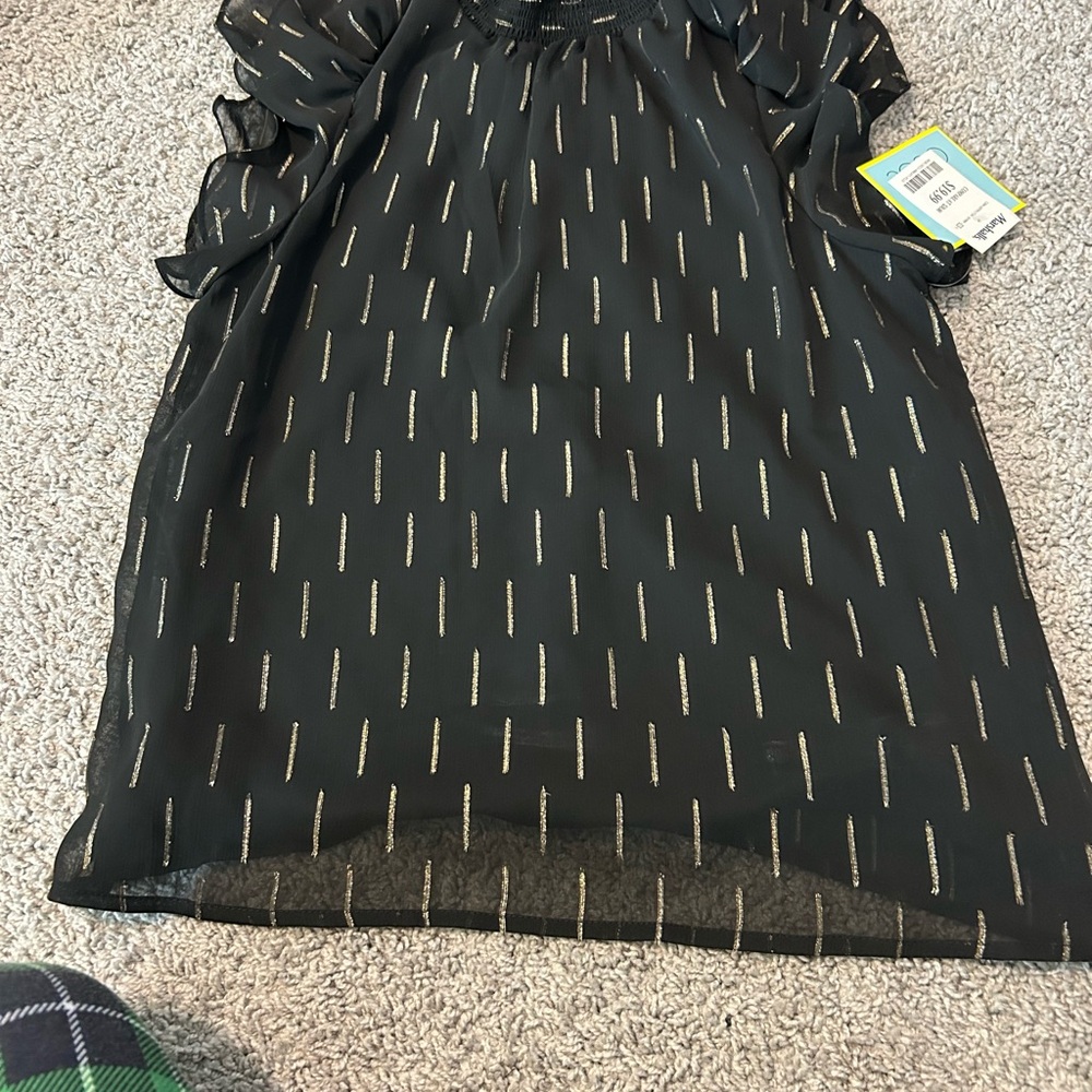 CeCe Elegant Black Dress with Gold Accents